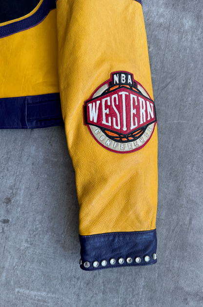 L.A. Lakers Embellished Leather Moto Jacket | Small, Multicoloured