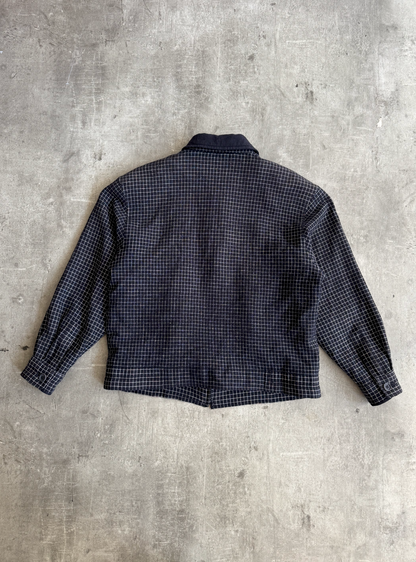 Yves Saint Laurent Navy Check Wool Blouson | Small, Multicoloured