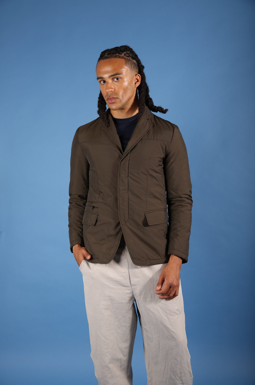 Prada Khaki Nylon Padded Blazer | Small, Khaki