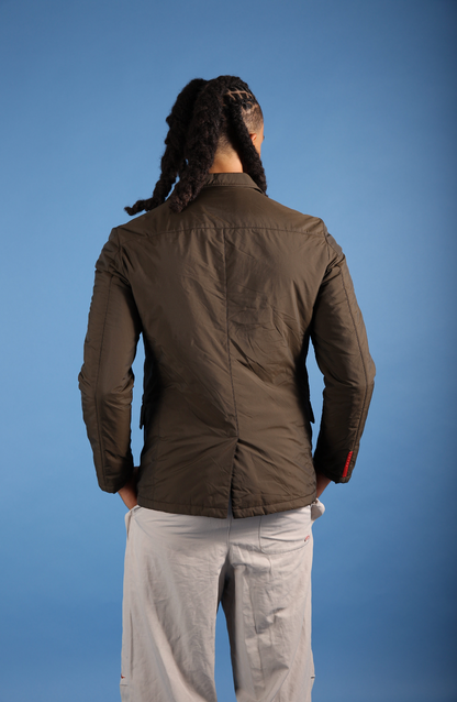 Prada Khaki Nylon Padded Blazer | Small, Khaki