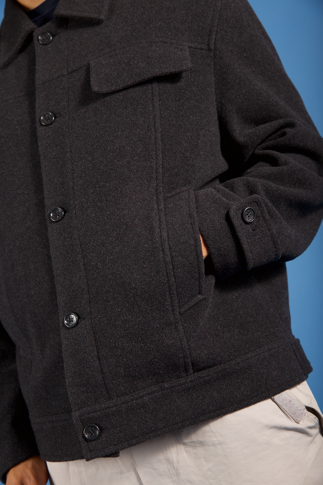 Balenciaga Paris Wool Grey Short Coat | Large, Grey