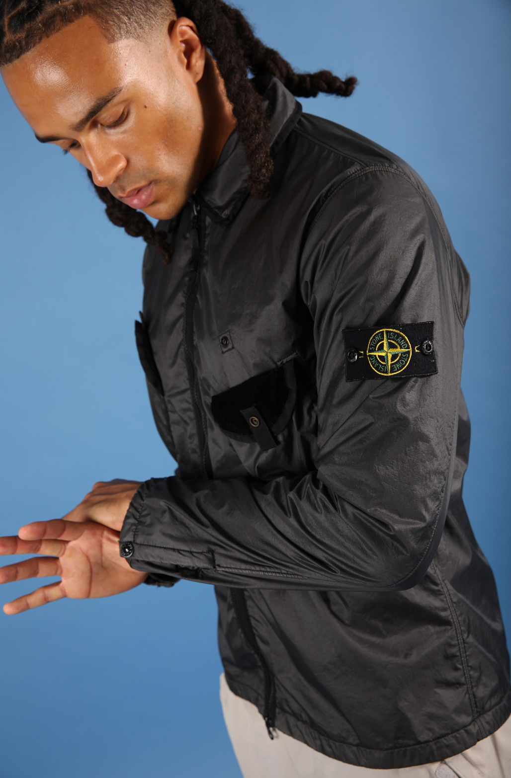 2019 Stone island Lamy Flock Overshirt | Medium, Black