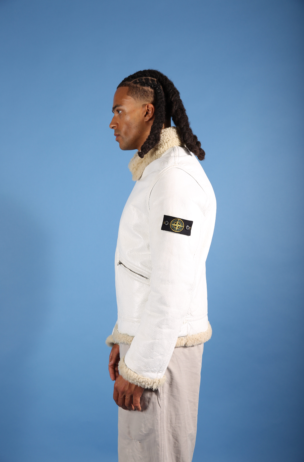 AW 2006 Stone Island Shearling Sheepskin Leather Jacket. FA : 276 | Large, White