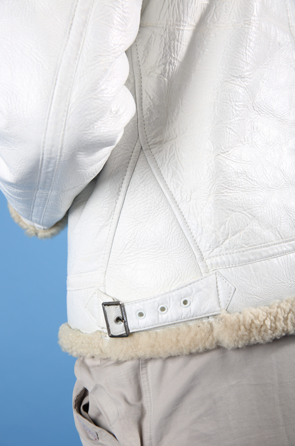 AW 2006 Stone Island Shearling Sheepskin Leather Jacket. FA : 276 | Large, White