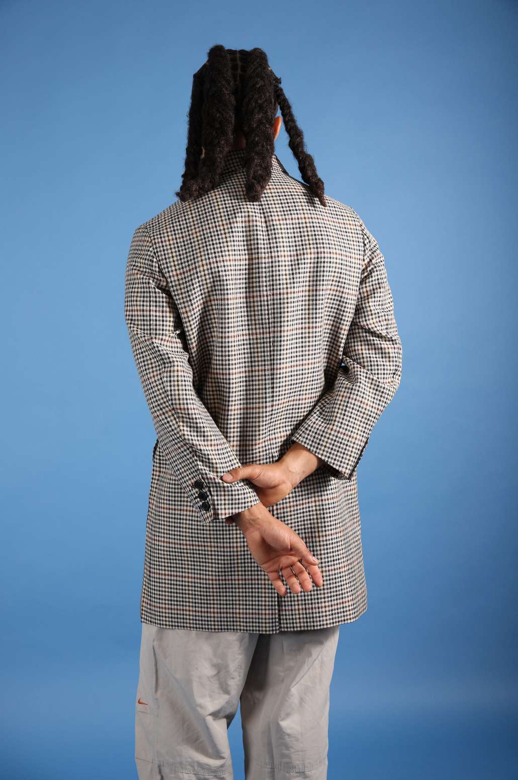 2020 Prada Plaid Houndstooth Impermeable Virgin Wool Car Coat (WW683) | O/S, Brown Plaid