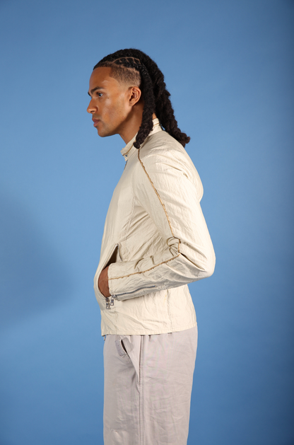 Prada Cream Double Zip Moto Jacket | Small, Cream
