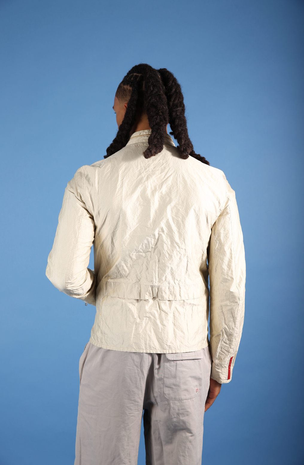 Prada Cream Double Zip Moto Jacket | Small, Cream