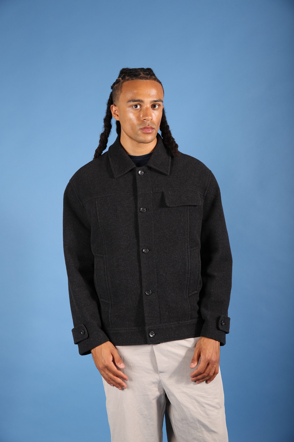 Balenciaga Paris Wool Grey Short Coat | Large, Grey
