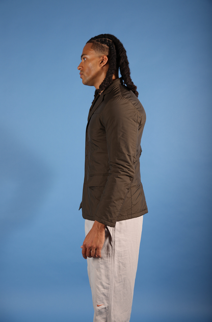 Prada Khaki Nylon Padded Blazer | Small, Khaki