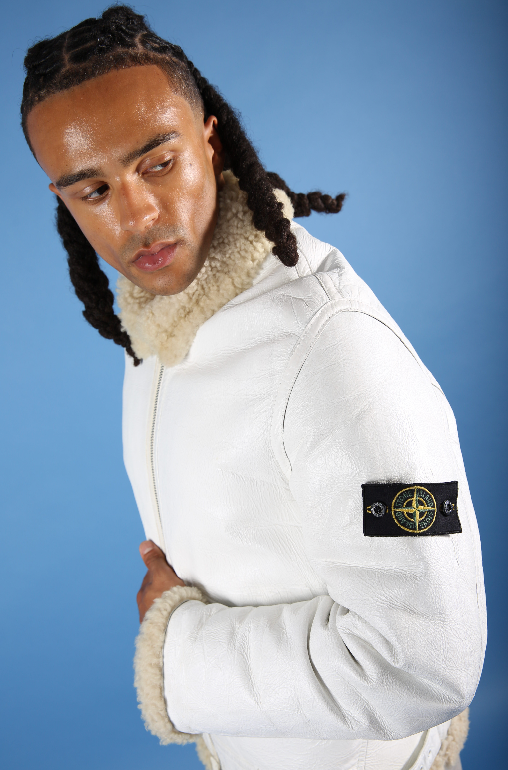 AW 2006 Stone Island Shearling Sheepskin Leather Jacket. FA : 276 | Large, White
