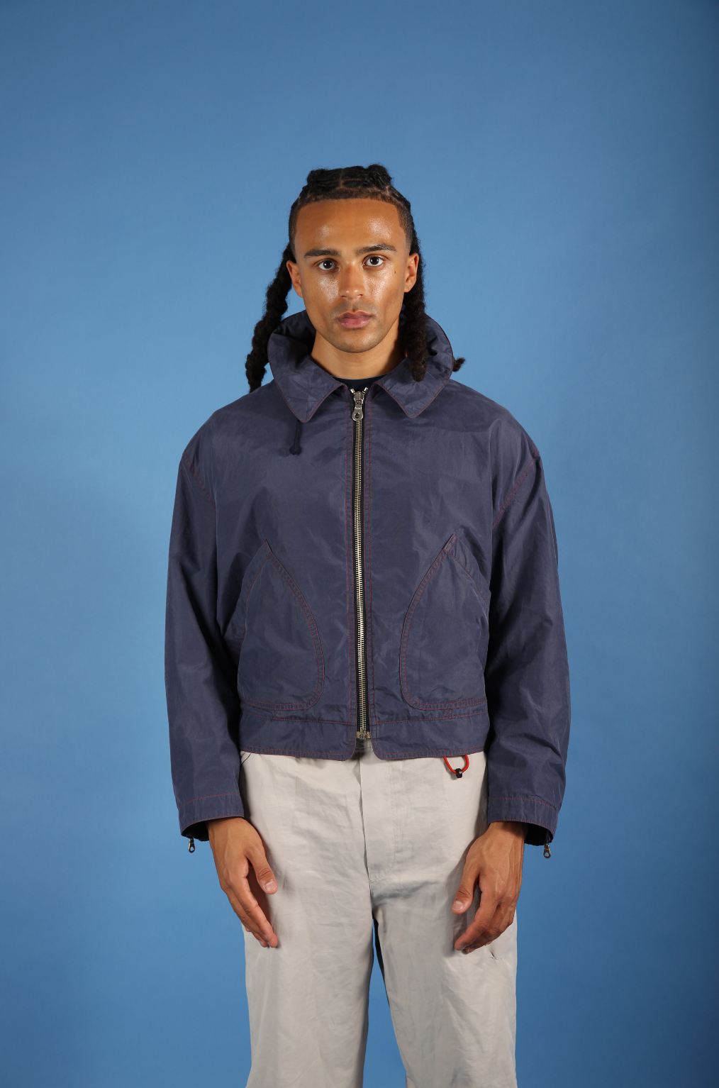 1990s Emporio Armani Washed Navy Contrast Stitch Blouson | Large, Navy