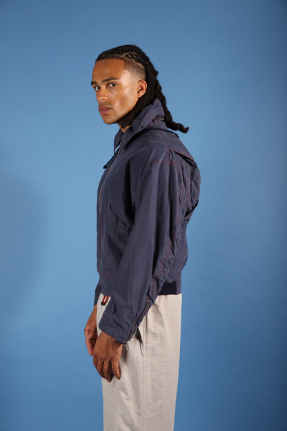 1990s Emporio Armani Washed Navy Contrast Stitch Blouson | Large, Navy