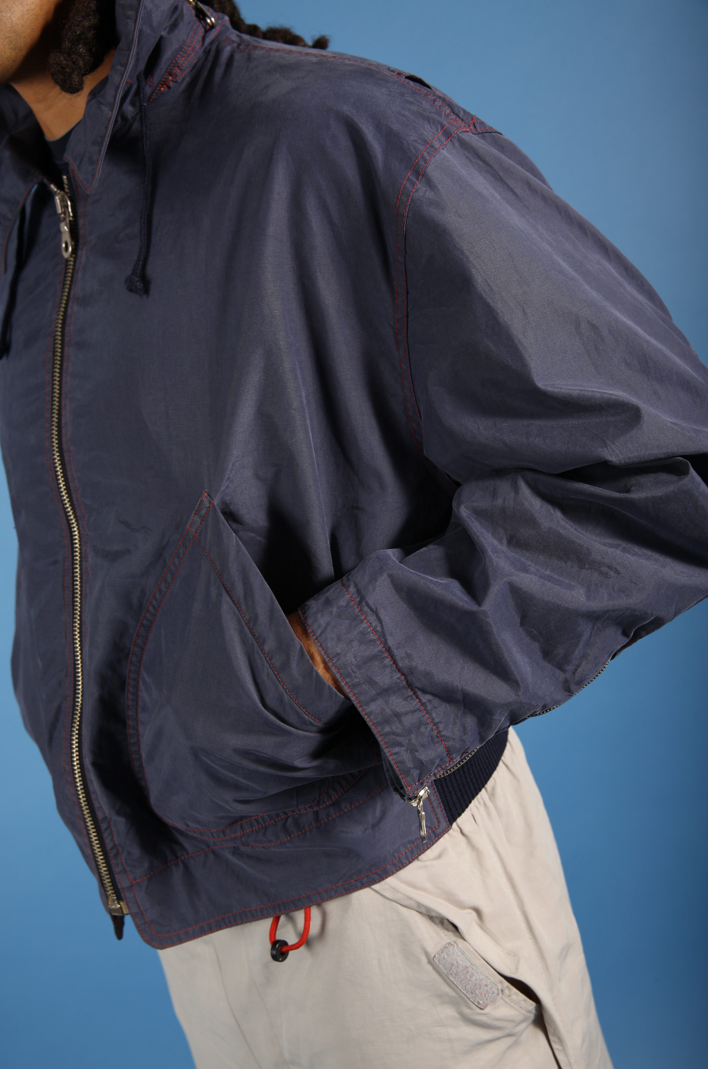 1990s Emporio Armani Washed Navy Contrast Stitch Blouson | Large, Navy