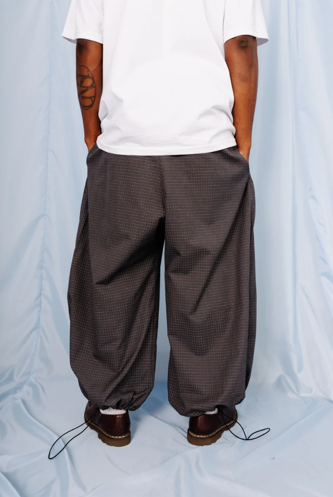 VT Rework : Custom Order Balloon Mens Trousers | Deadstock Japanese Oversized Fabric, Dark Grey