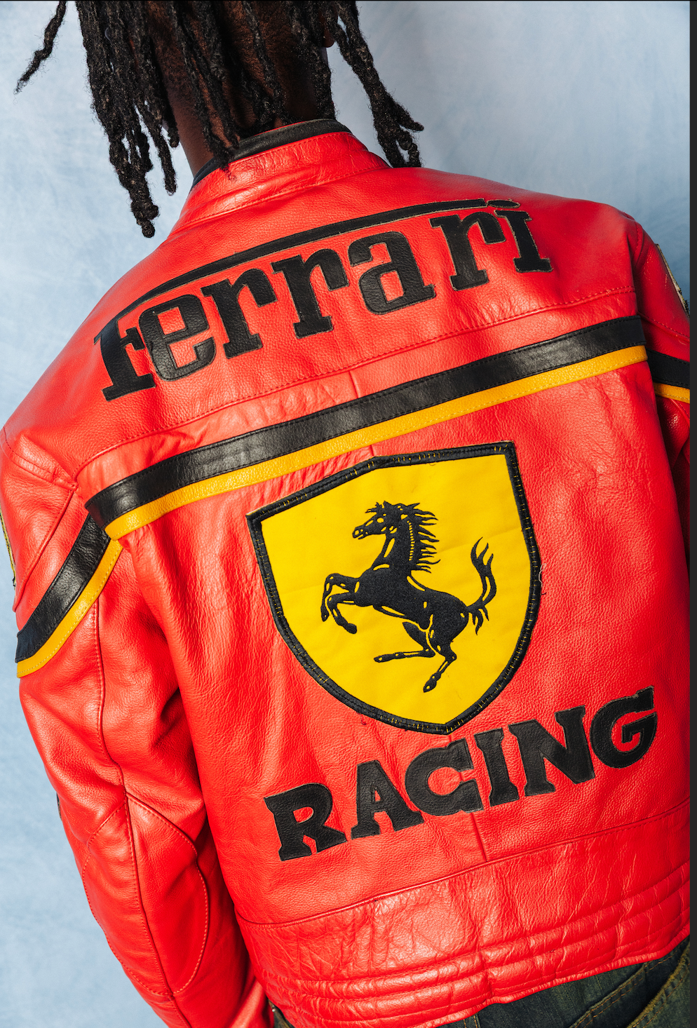 Ferrari Two Tone Red Leather Racer Jacket