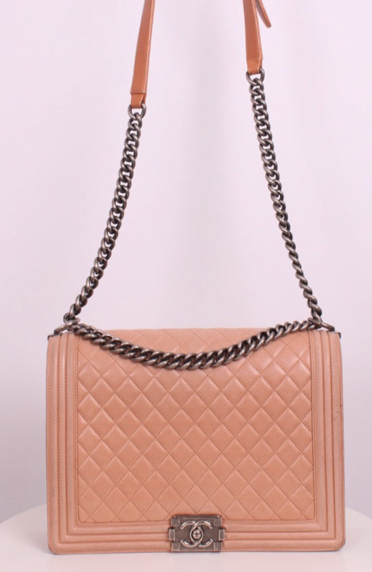 Chanel Large Boy Bag Nude Large | O/S, Silver