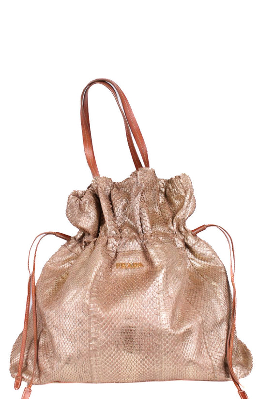 Prada Ora Viper Drawstring Gold | O/S, Gold