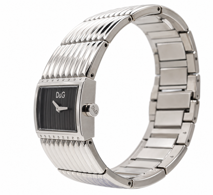 2000s D&G Grey Striped Dial Integrated Stainless Steel Bracelet Watch(1311-DG-L). LWM864 | O/S, Multicoloured