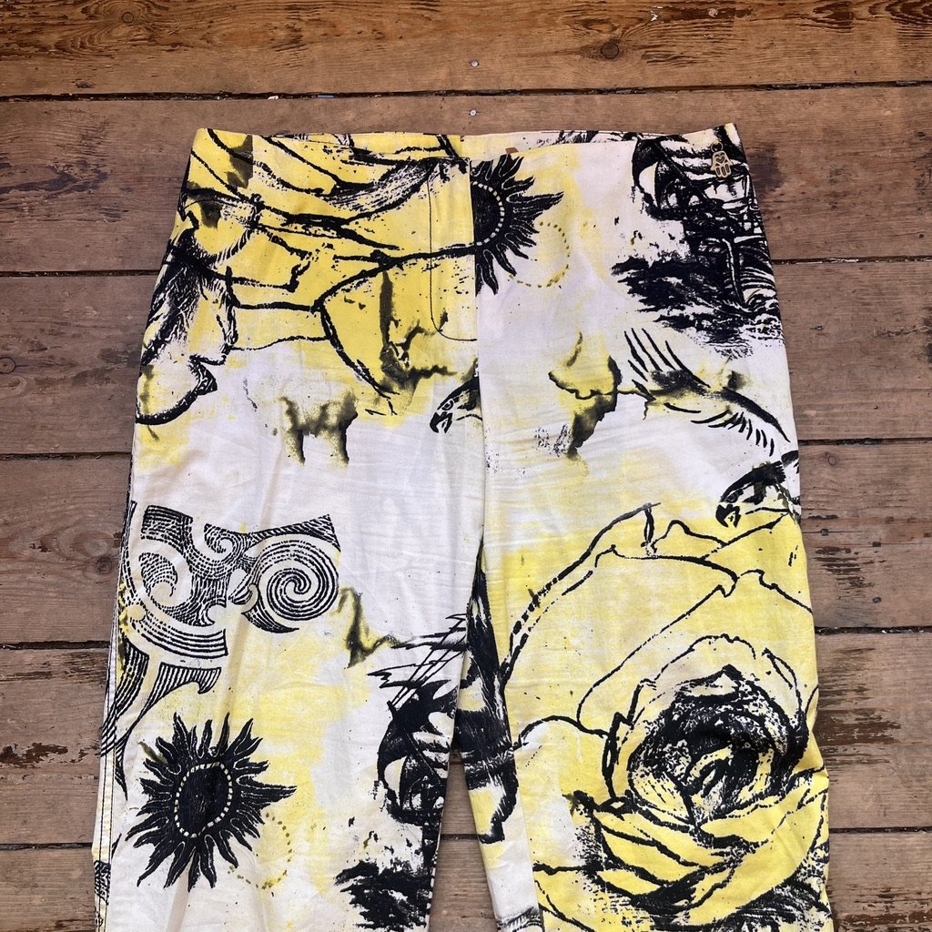 Roberto Cavalli Yellow Animal Trousers