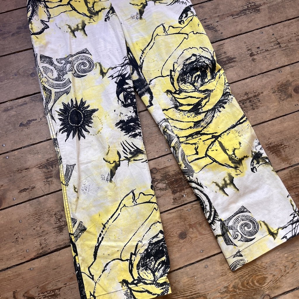 Roberto Cavalli Yellow Animal Trousers