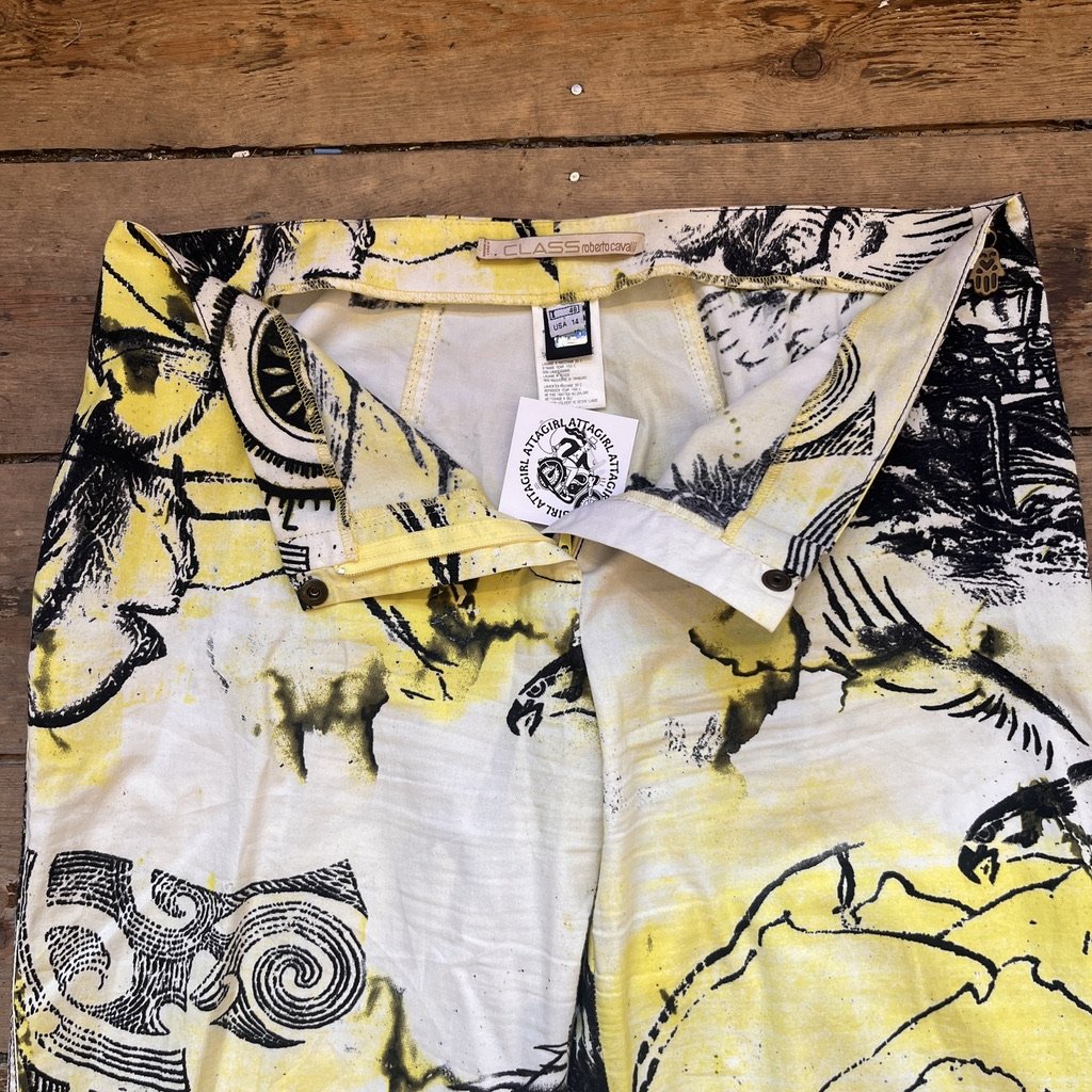 Roberto Cavalli Yellow Animal Trousers