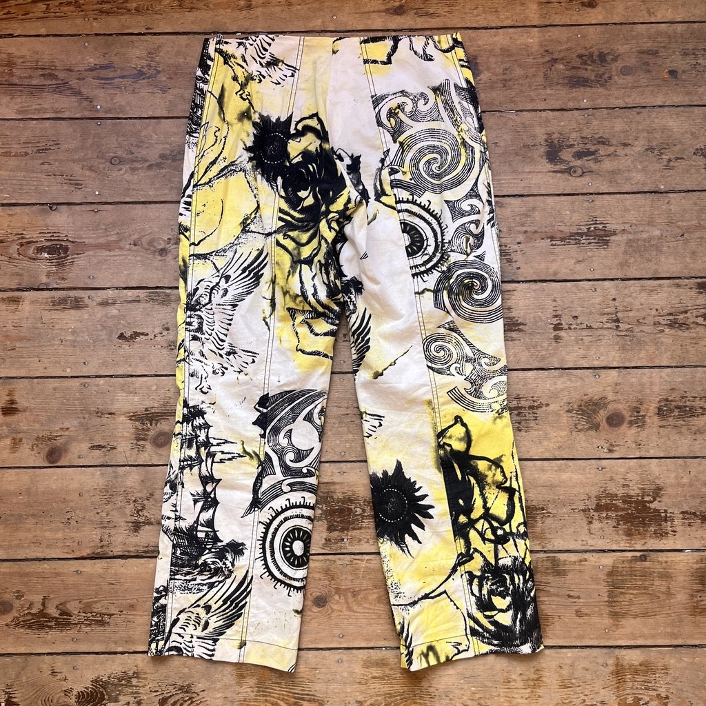 Roberto Cavalli Yellow Animal Trousers