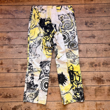 Roberto Cavalli Yellow Animal Trousers