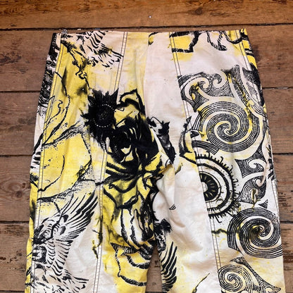 Roberto Cavalli Yellow Animal Trousers