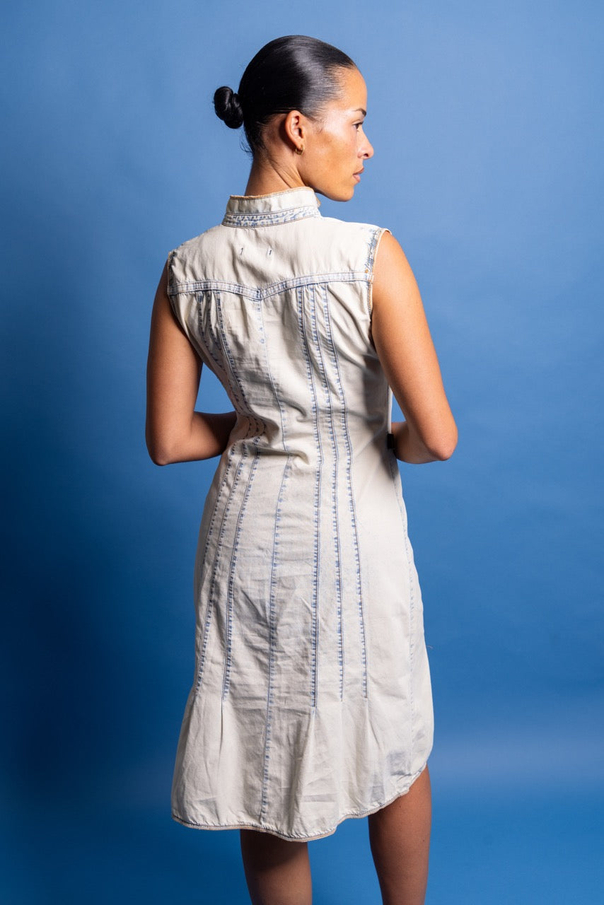 Moschino Acid Wash Sleeveless Midi Dress | O/S, Cream