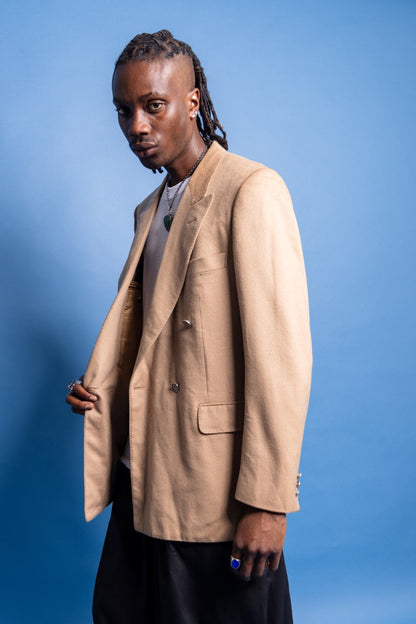1980s Christian Dior Camel Cashmere Double Breasted Blazer | Medium, Camel
