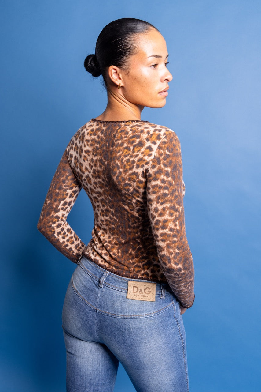 Moschino Animal Print BU Cardigan | Small, Leopard Print