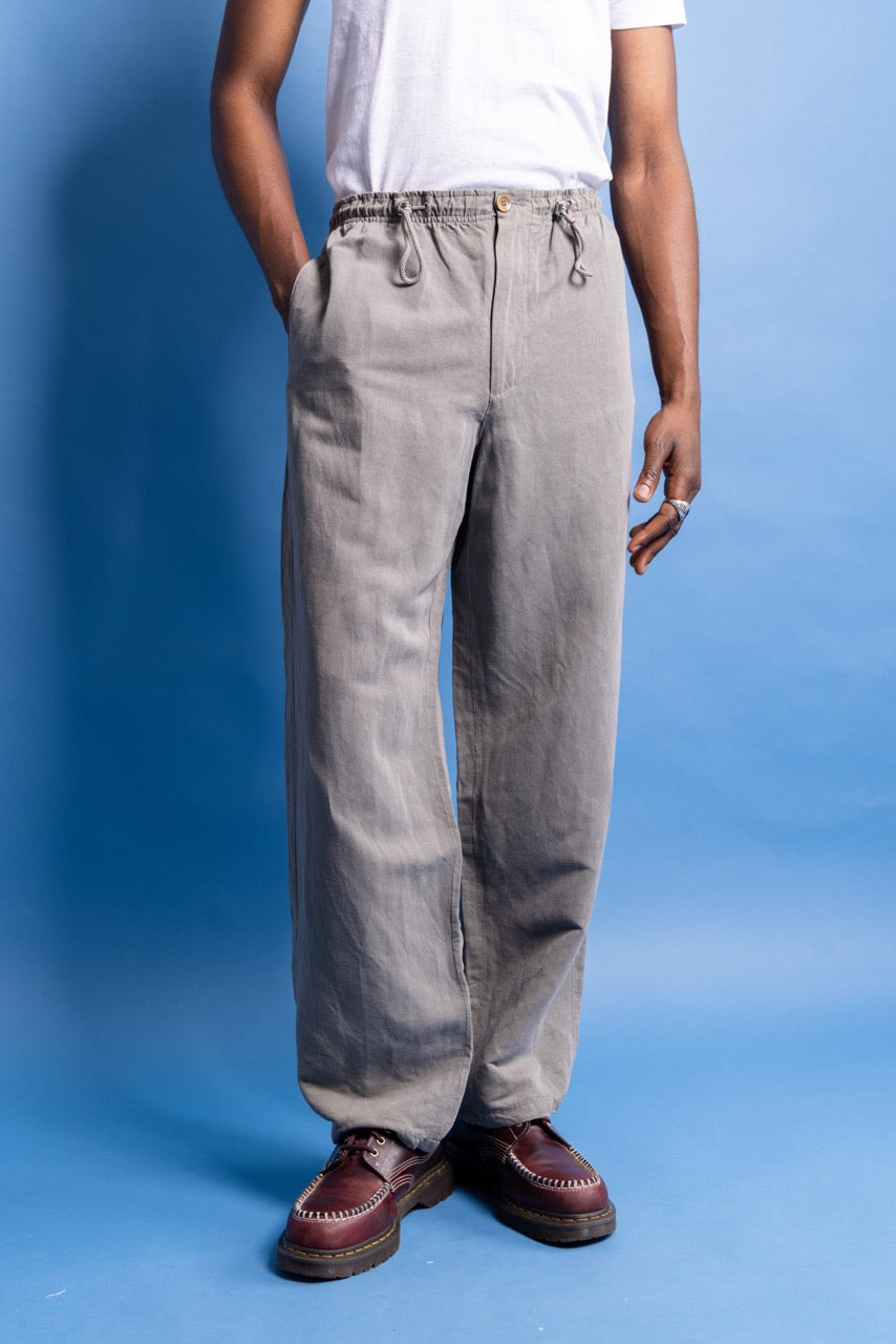 Ultra Rare 90s Giorgio Armani Le Collezioni Linen Tech Wide Pants | Large, Grey