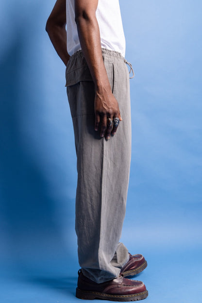 Ultra Rare 90s Giorgio Armani Le Collezioni Linen Tech Wide Pants | Large, Grey