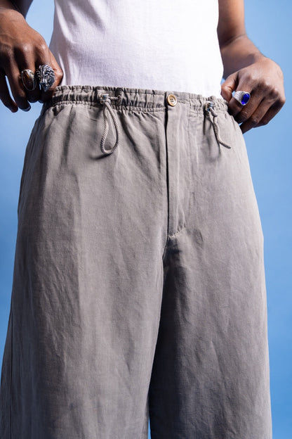 Ultra Rare 90s Giorgio Armani Le Collezioni Linen Tech Wide Pants | Large, Grey