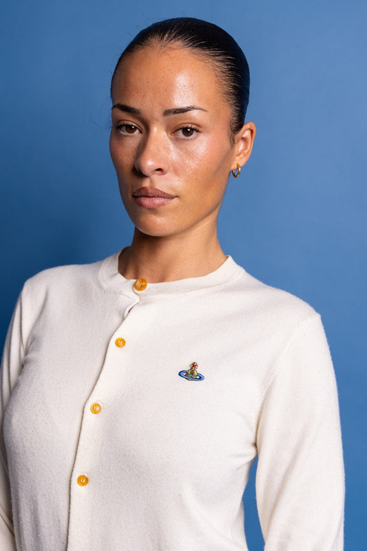 Vivienne Westwood Cream Knit Mini Cardigan | Small, Cream