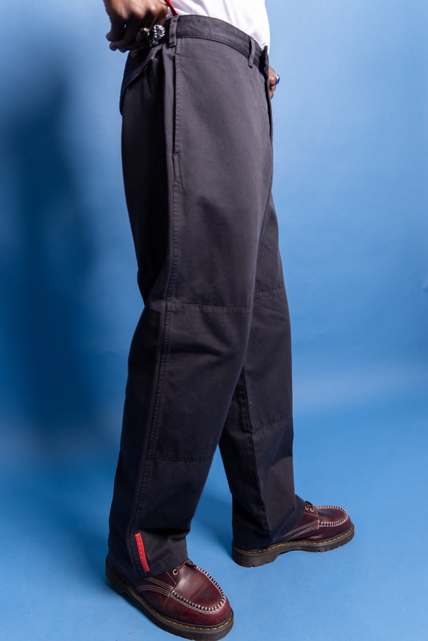 2000's Prada Sport Red Tab Double Knee Cotton Pants | Large, Red