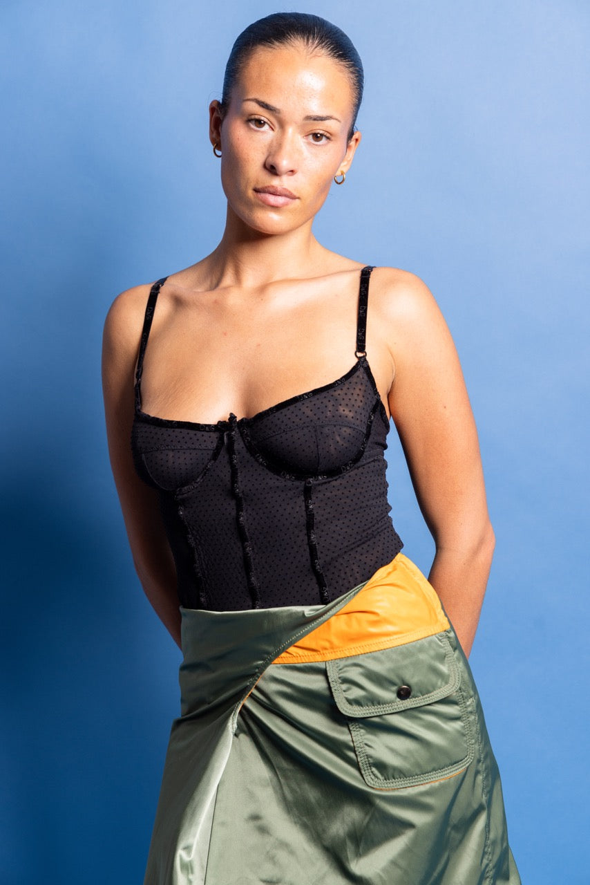 Marni Nylon Panelled Mini Skirt | Medium, Olive