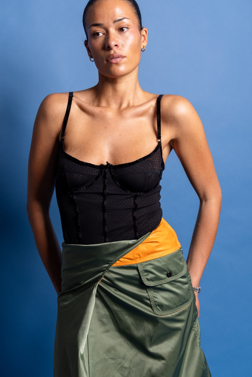 Marni Nylon Panelled Mini Skirt | Medium, Olive