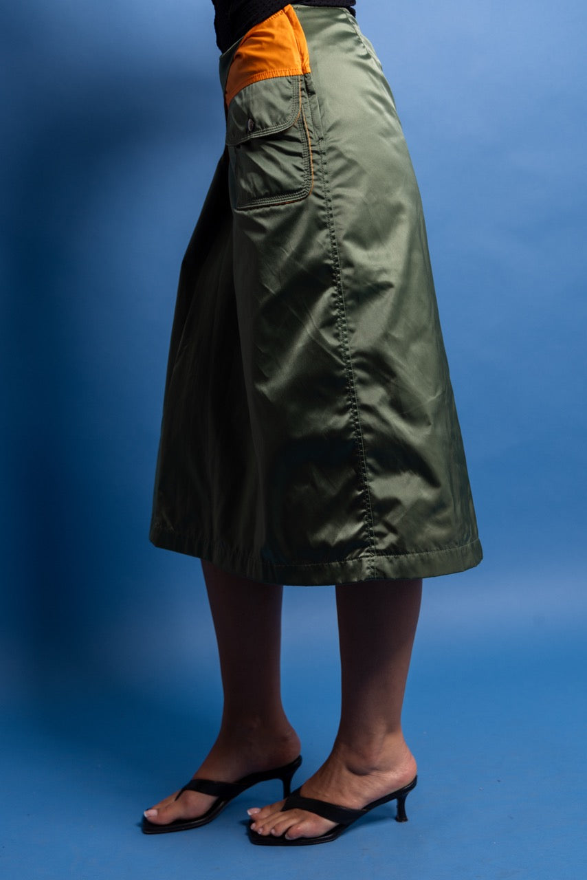 S/S 2001 Junya Watanabe x Comme Des Garçons Khaki Poly Midi Skirt SC: 5782 | O/S, Khaki