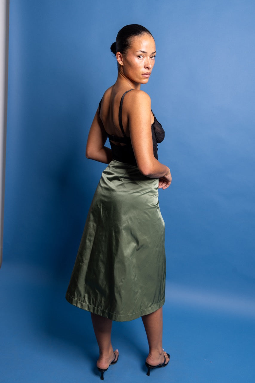 S/S 2001 Junya Watanabe x Comme Des Garçons Khaki Poly Midi Skirt SC: 5782 | O/S, Khaki