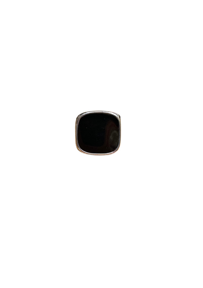 Silver Black Square Ring