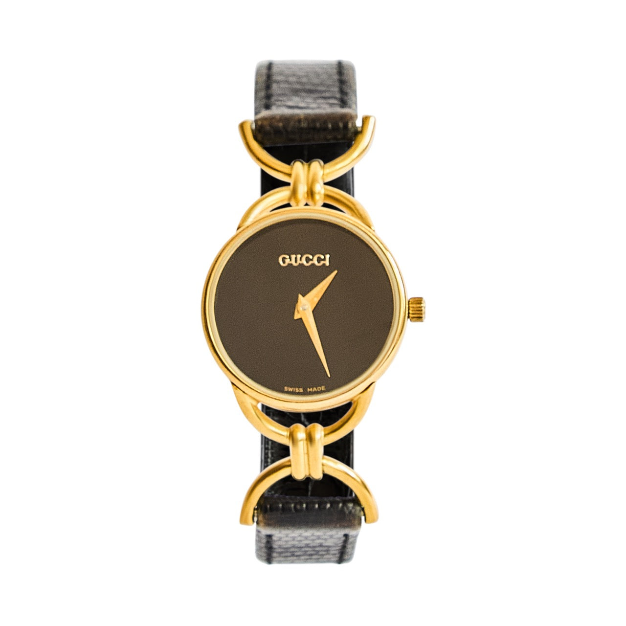 Gucci 6002L Black Quartz Dial Gold Plated Watch