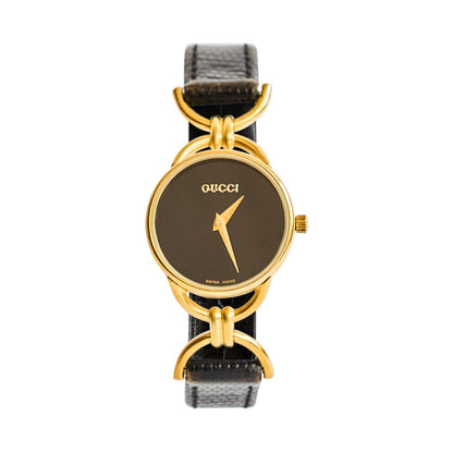 Gucci 6002L Black Quartz Dial Gold Plated Watch