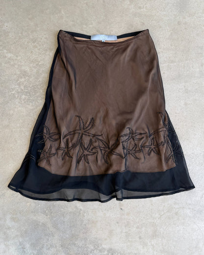 Versace Jeans Couture Double Layer Mesh Midi Skirt – XS/S-on a concrete background