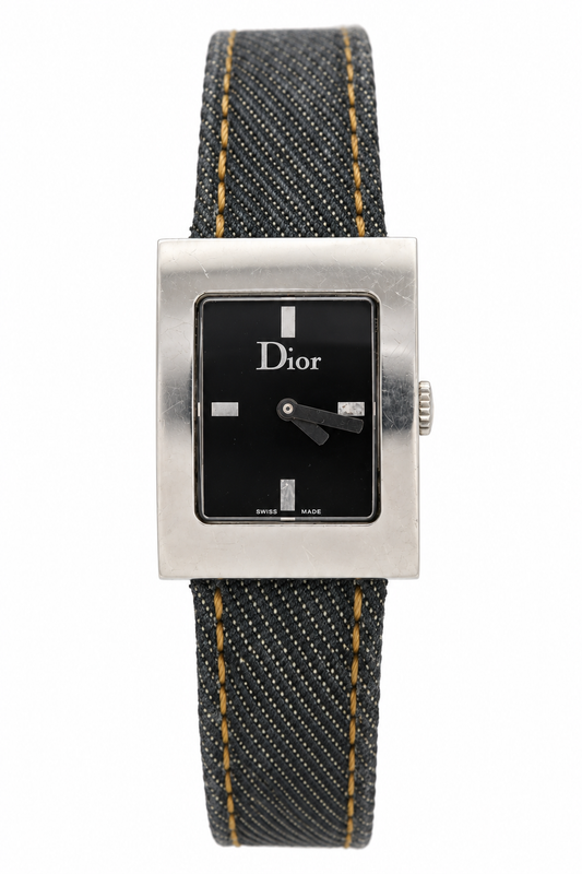 Christian Dior D78-109 Black Dial Blue Denim Strap Watch(665-DIO-L). LWM864 | O/S, Multicoloured