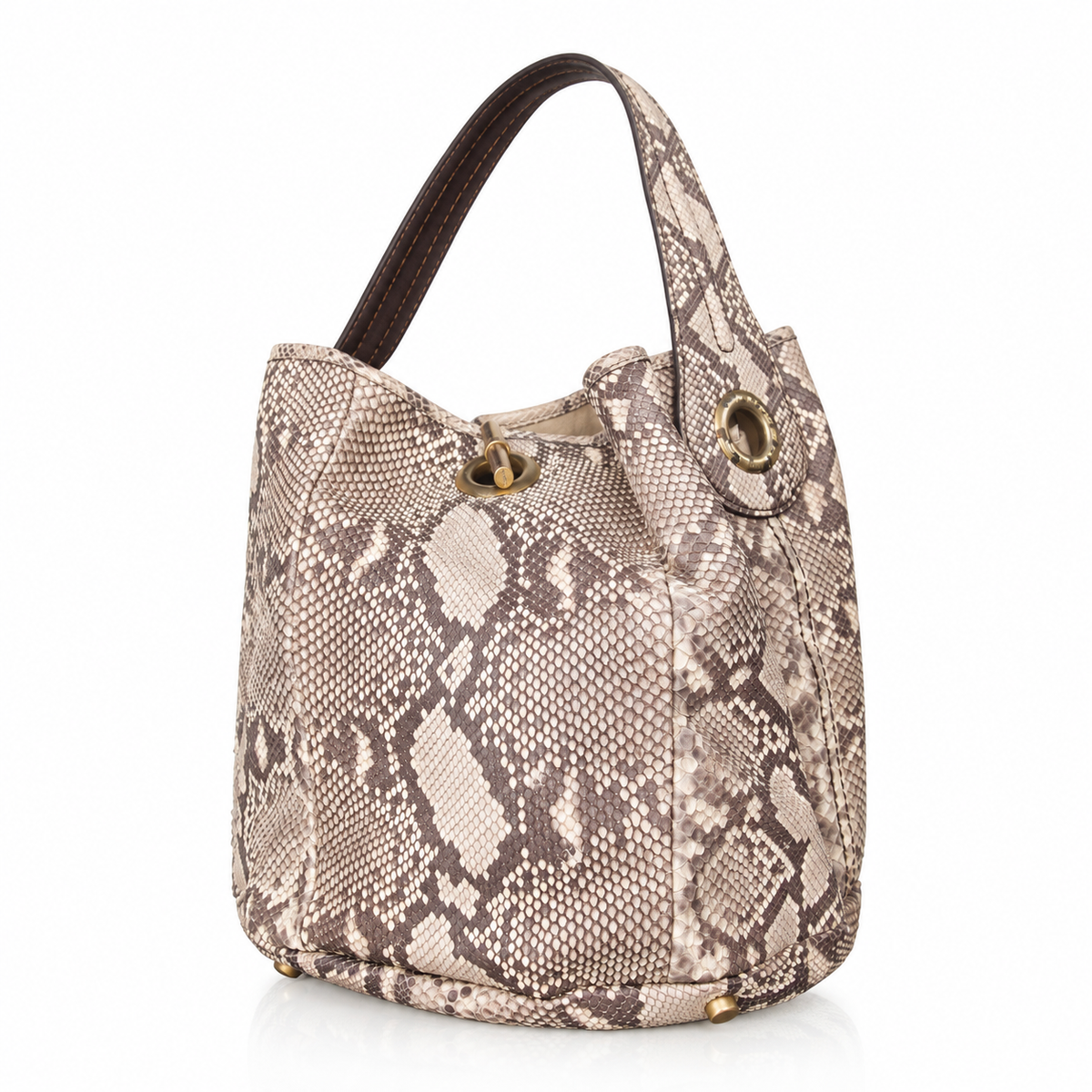 Yves Saint Laurent Rive Gauche Python Leather Handbag | O/S, Beige and Brown