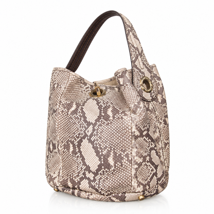 Yves Saint Laurent Rive Gauche Python Leather Handbag | O/S, Beige and Brown