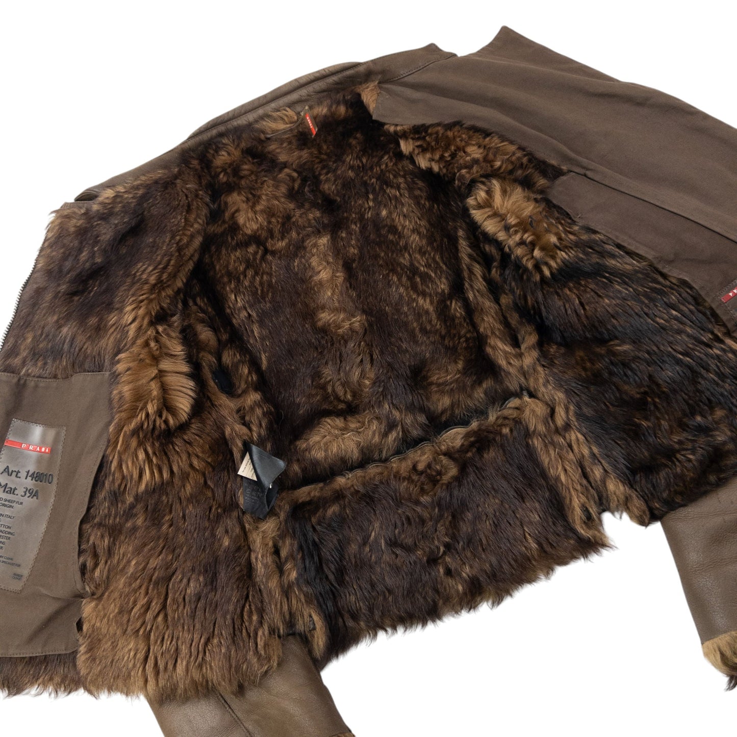 Vintage 2000s Prada Sport Sheep Fur Lined Leather Jacket Womens Size M | Medium, Brown