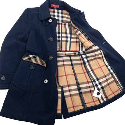 Vintage 2000s Burberry Nova Check Lined Wool Peacoat Jacket Womens Size M