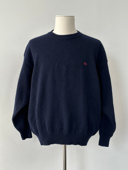 Burberry London 2000s Pure Wool Knit Logo Jumper - L